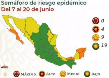 Suman 19 estados en verde y cuatro en naranja