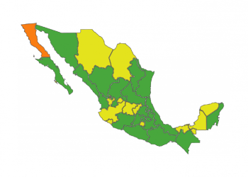 A partir del lunes habrá 20 estados en verde, 11 en amarillo y uno en naranja