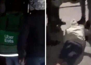 Uberguiza; repartidores de comida se la cobran a ladrón (VIDEO)