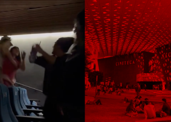 "Lady Cineteca" protagoniza altercado tras reclamo por no callarse durante una función.