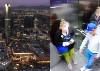 Elevador se desploma en plaza Mítikah, hay dos personas lesionadas.