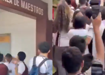 En Tamaulipas, estudiantes del CETis 78, agreden a director por presunto acoso.