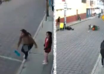 Niña provoca accidente con su balón; motociclista derrapa varios metros (VIDEO)