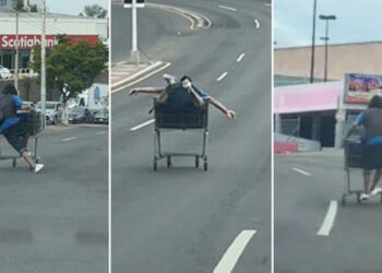 ¡Peligro en Culiacán! Video muestra a joven conducir carrito del súper a toda velocidad
