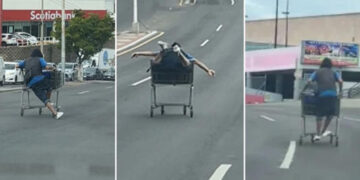 ¡Peligro en Culiacán! Video muestra a joven conducir carrito del súper a toda velocidad
