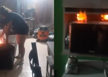 Pareja en Coahuila discute, la mujer incendia la casa (VIDEO)