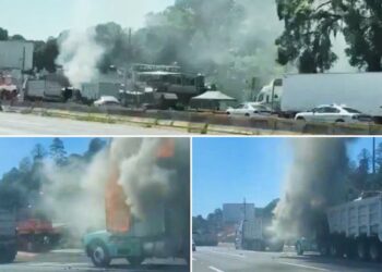 Se disputan contrato a balazos y con quemas de vehículos en la México-Puebla