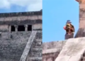 Turistas suben ilegalmente la pirámide de Kukulkán en Chichén Itzá (VIDEO).