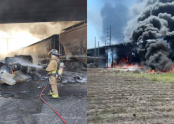 ¡Brutal! Tren embiste pipa con combustible en Querétaro.