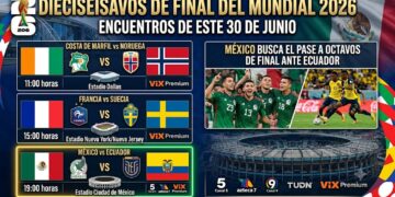 Dieciseisavos de Final: Partidos que se jugarán este 30 de junio