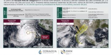 Huracán Polo vuelve a categoría 5 frente a costas de Jalisco.