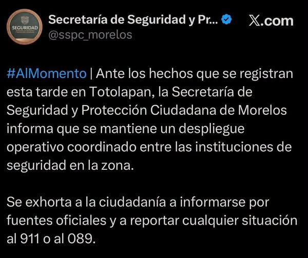 Bloqueos y balacera sacuden Totolapan, Morelos; despliegan fuerzas